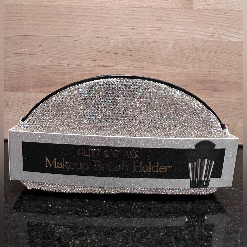 Glitz & Glam Crystal Rhinestone Makeup Brush Holder Organizer Vanity Storage